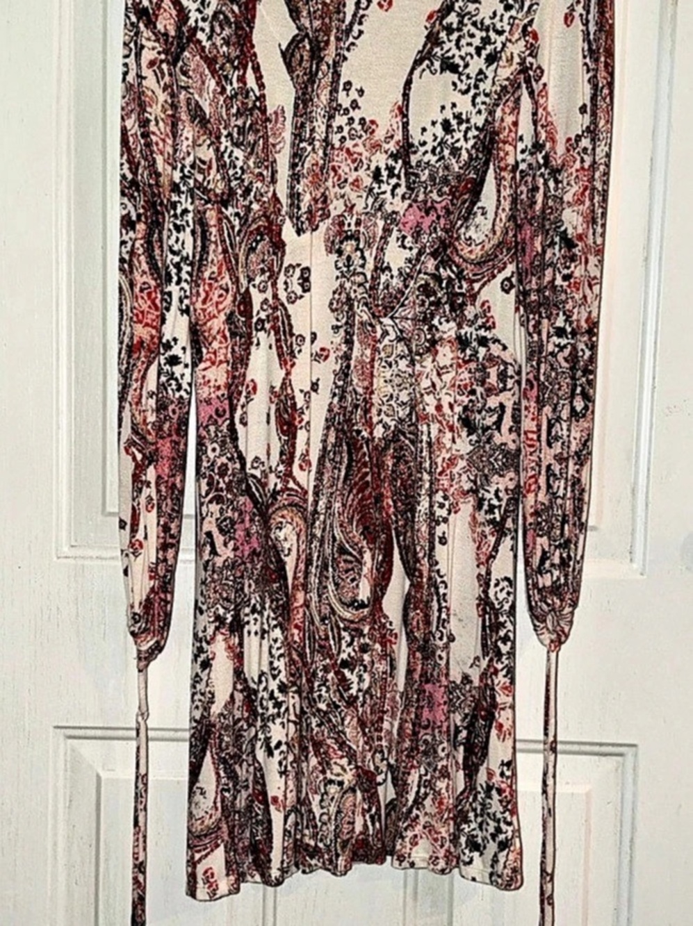 Free People Paisley Long Sleeve Mini Dress in Pink & Blue Size Small